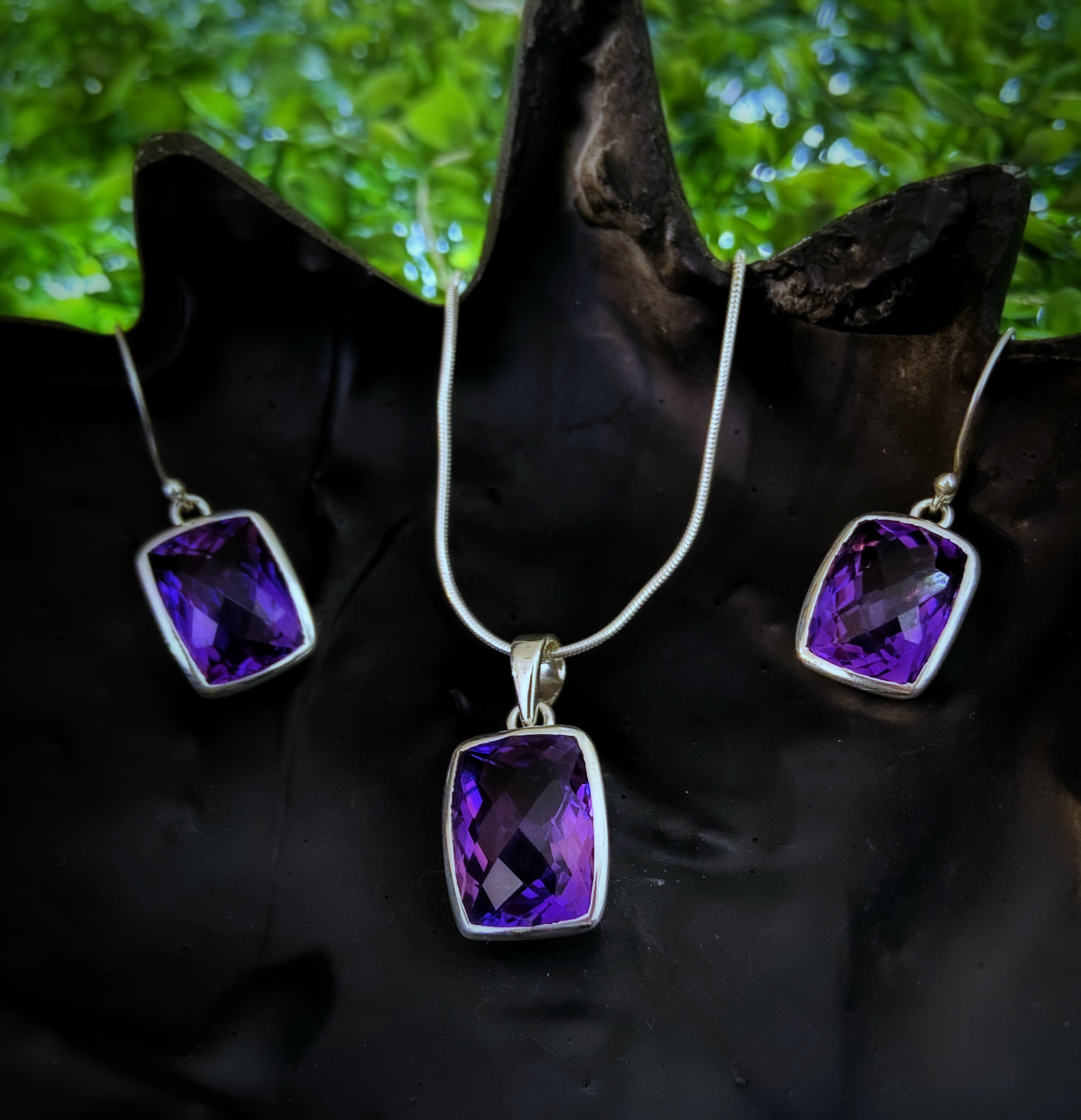 Natural Amethyst Sterling Silver Pendant